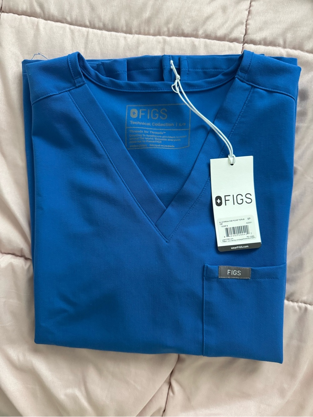 Women’s FIGS Royal Blue Catarina Scrub Top S PETITE